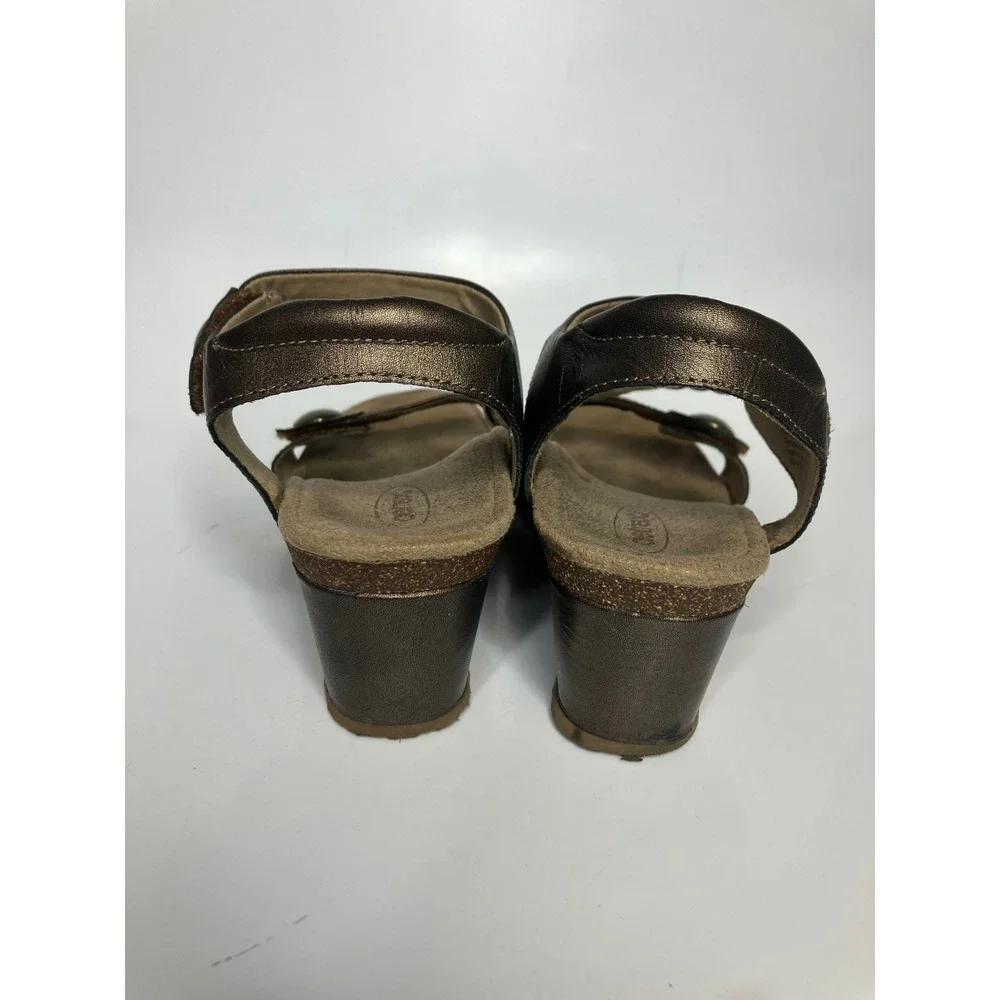 Aetrex naya Wedge Sandals Womens 8.5 Bronze Excellent Leather Braided EW454W